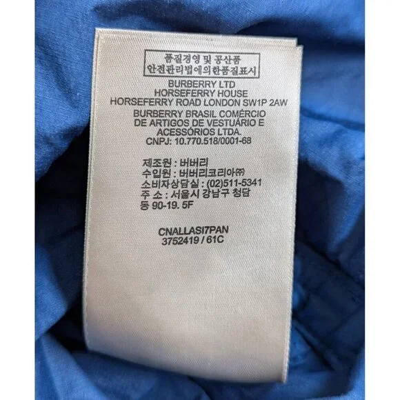 Burberry Brit Blue Women’s Sz 12 Double Breasted Short Trench Coat Lightweight - Picture 14 of 16